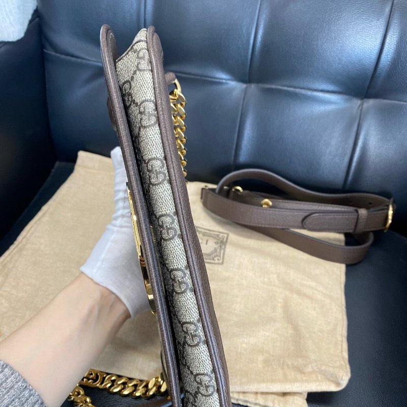 Gucci Blondie系列老花雙G鏈條包 28x 16x 4cm  99新配件肩帶塵袋-4