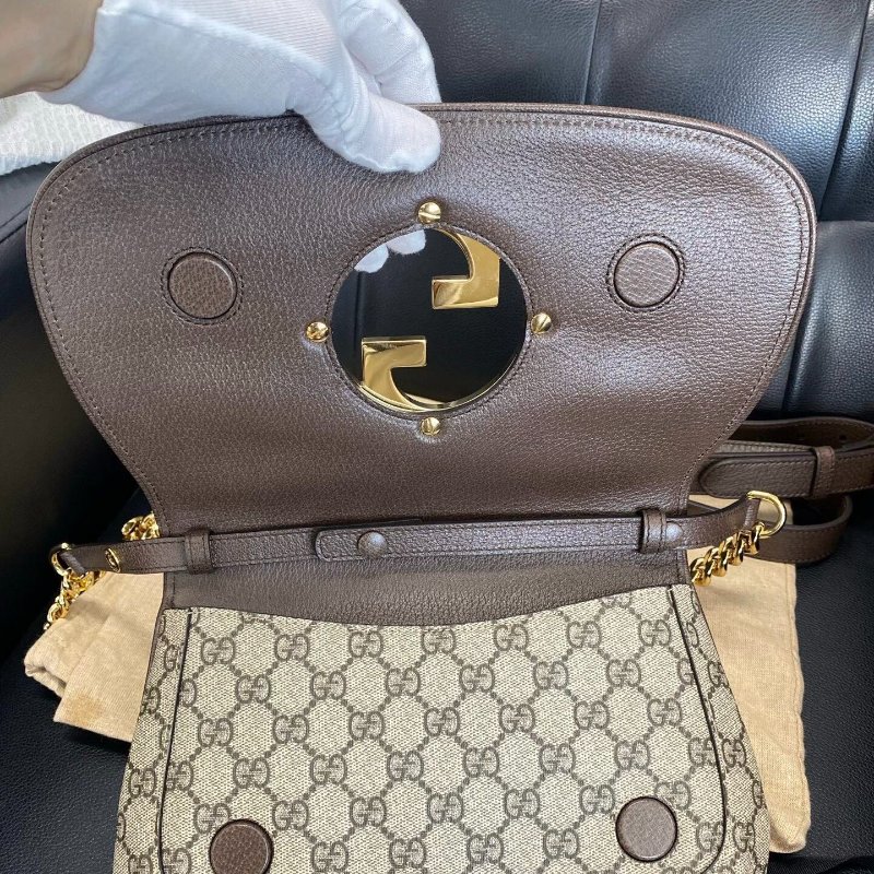Gucci Blondie系列老花雙G鏈條包 28x 16x 4cm  99新配件肩帶塵袋-6