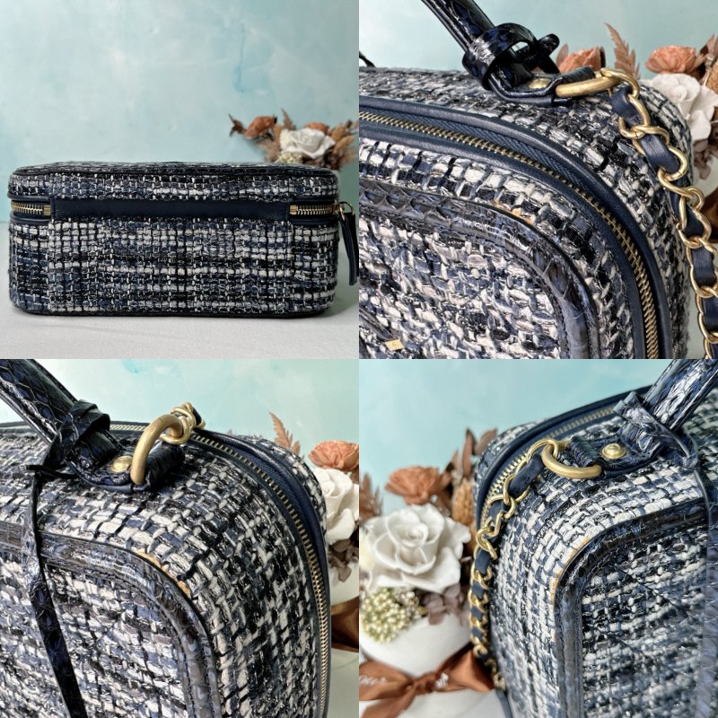 CHANEL 深藍毛呢鏈帶箱包-7