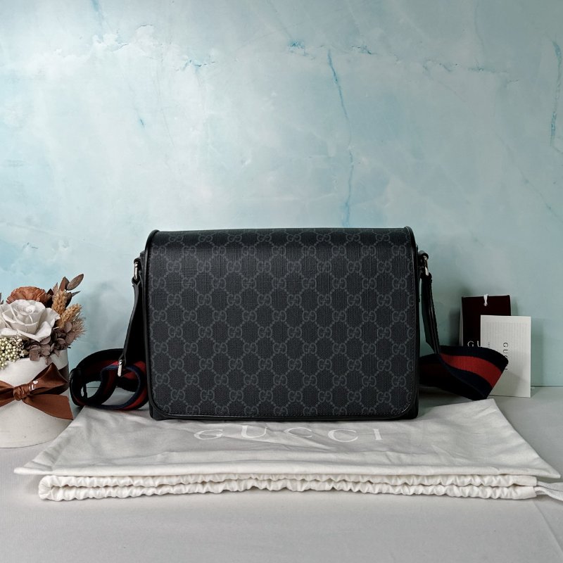 GUCCI 滿版老花掀蓋郵差包-0