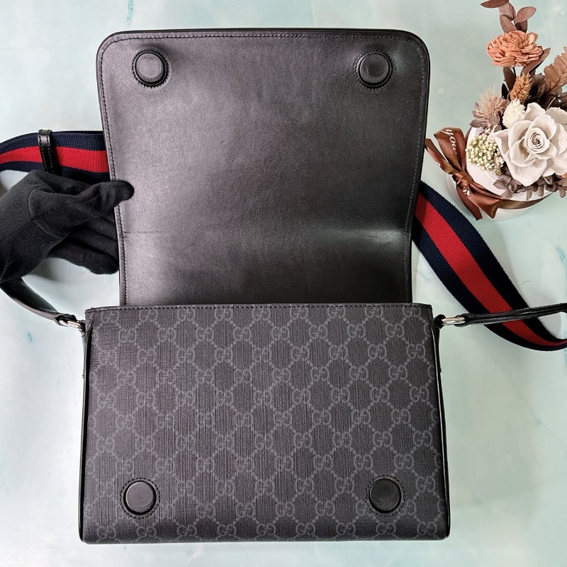 GUCCI 滿版老花掀蓋郵差包-4