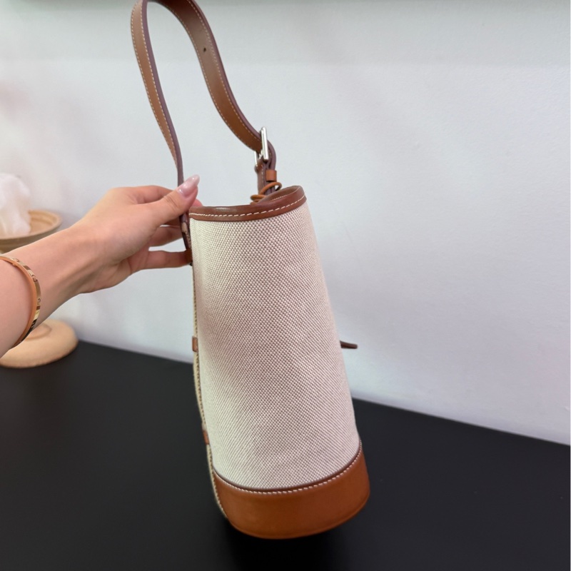 Hermes 愛馬仕菜籃子vintage馬鞍皮拼帆布-2