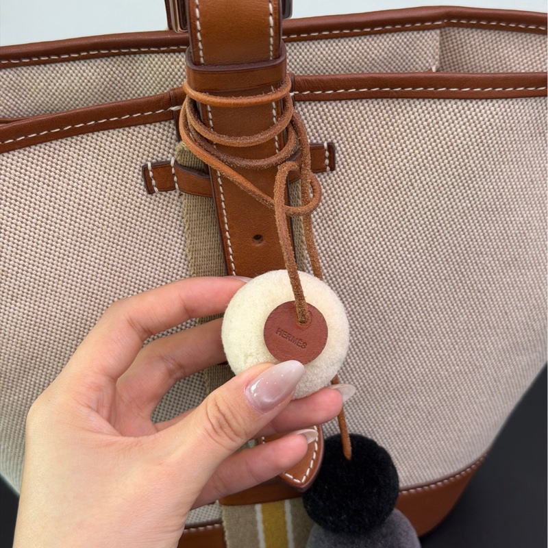 Hermes 愛馬仕菜籃子vintage馬鞍皮拼帆布-6