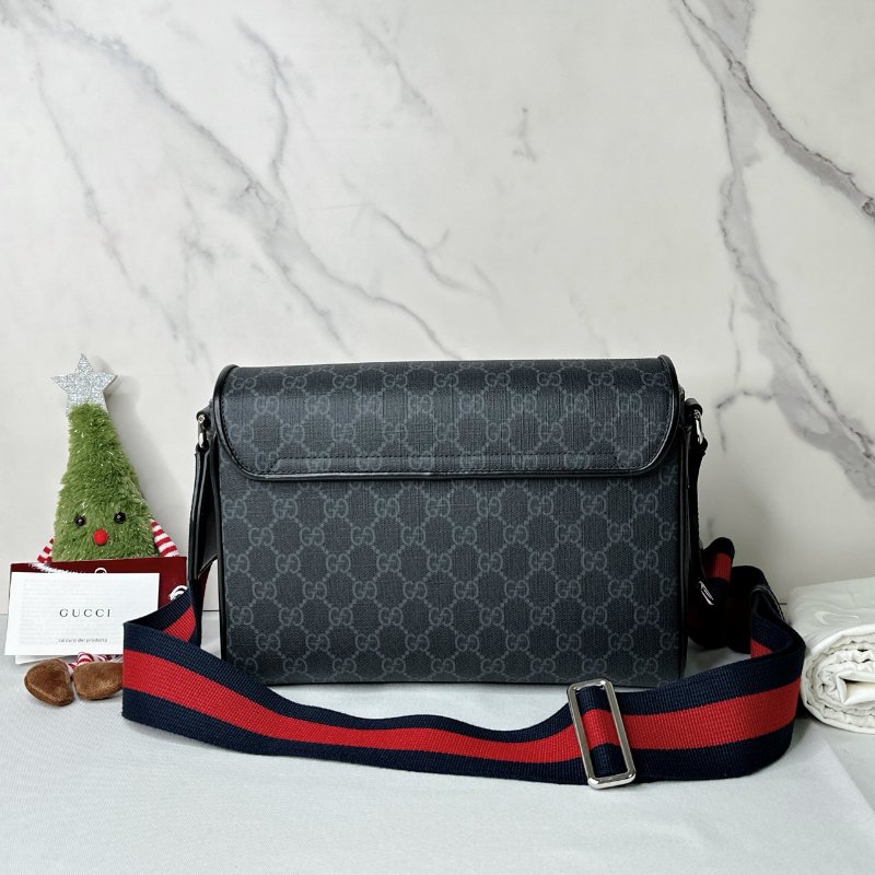 GUCCI 老花磁吸掀蓋郵差包-1