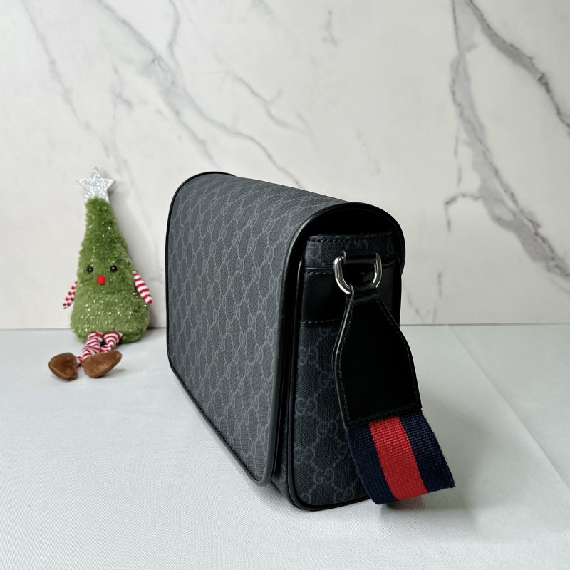 GUCCI 老花磁吸掀蓋郵差包-2