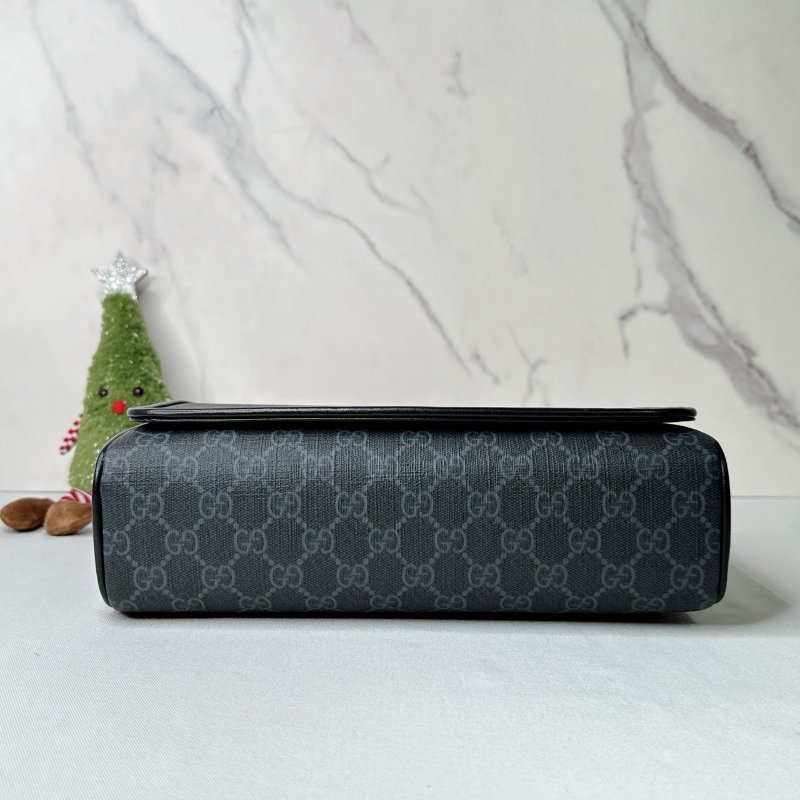 GUCCI 老花磁吸掀蓋郵差包-7