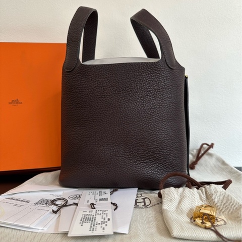 Hermes 愛馬仕菜籃子18馬鞍紅 新全套帶票