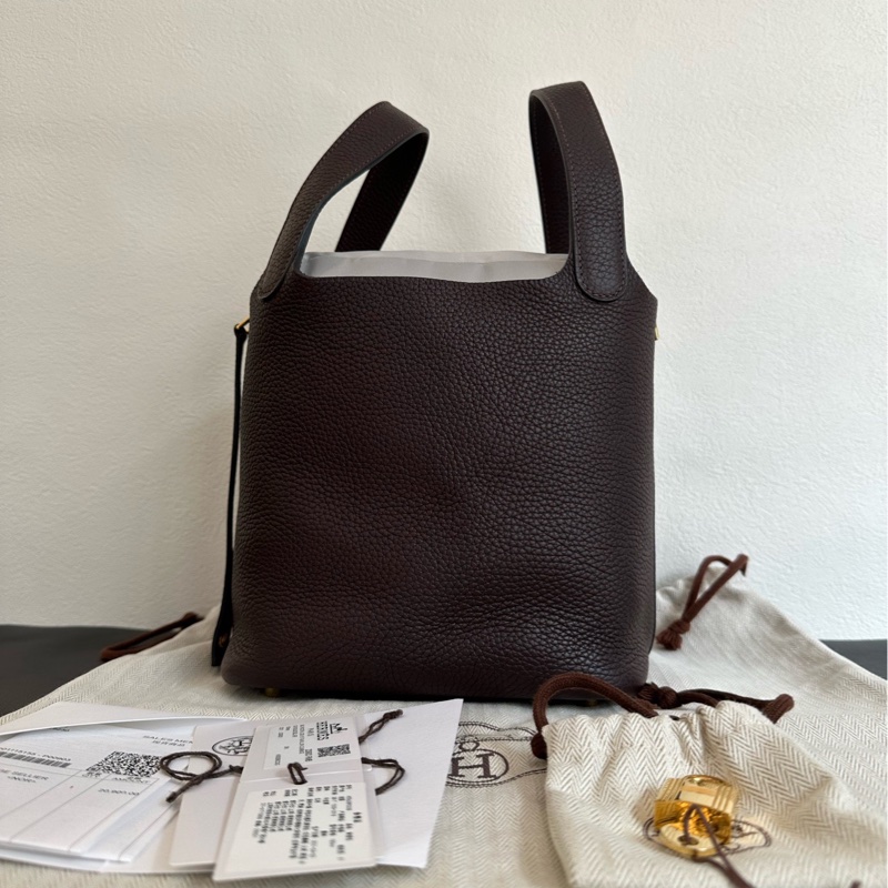 Hermes 愛馬仕菜籃子18馬鞍紅 新全套帶票-1