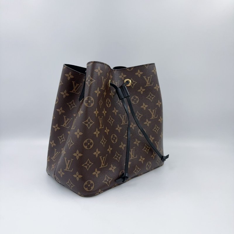 LV老花拚黑色內裡MM束口水桶包M44020-5