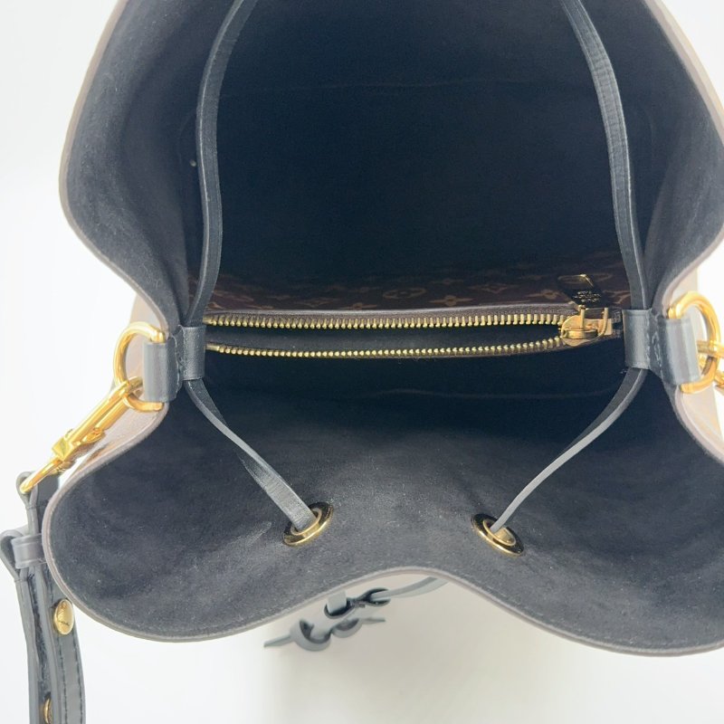 LV老花拚黑色內裡MM束口水桶包M44020-9