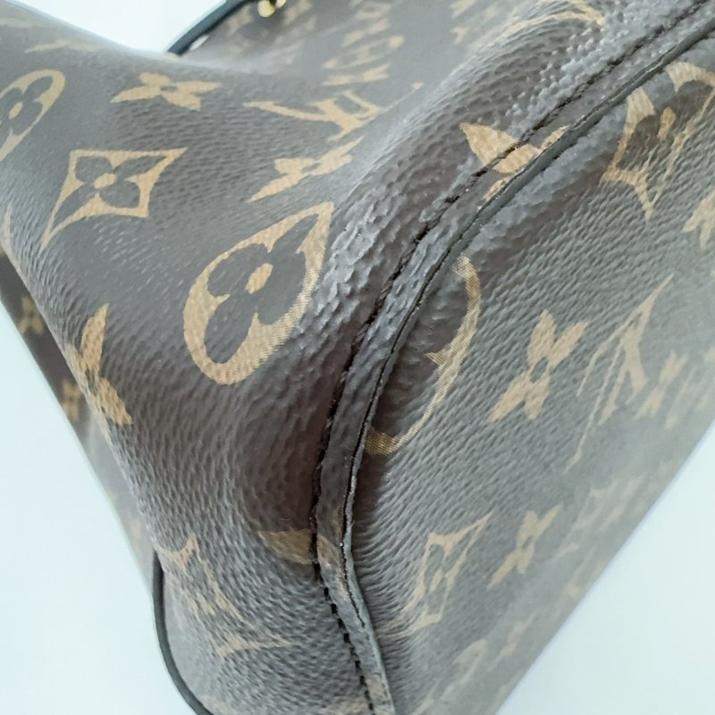 LV老花拚黑色內裡MM束口水桶包M44020-14