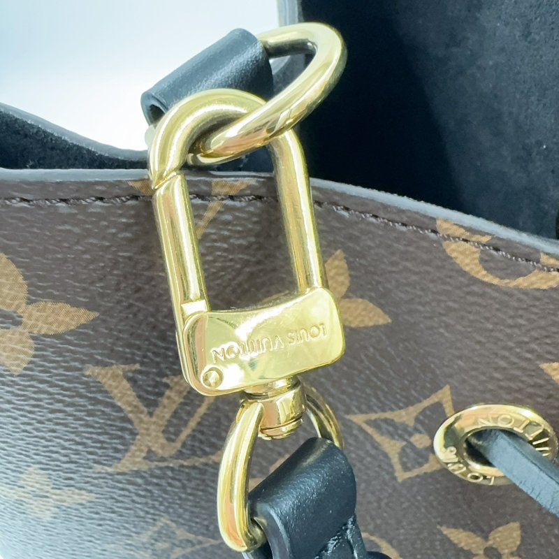 LV老花拚黑色內裡MM束口水桶包M44020-16