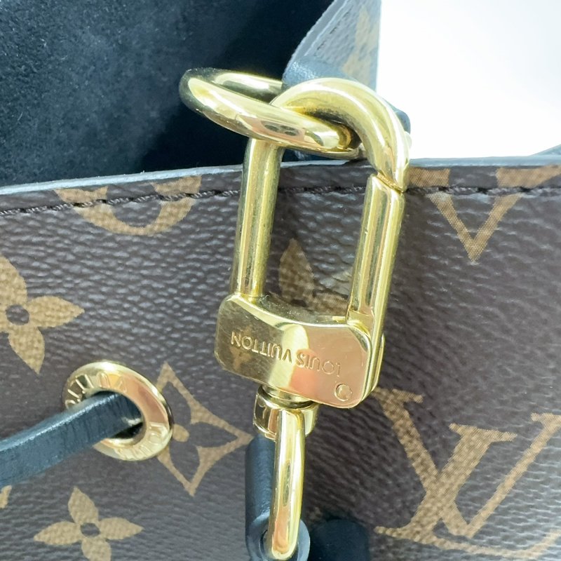 LV老花拚黑色內裡MM束口水桶包M44020-17