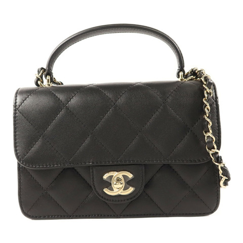 CHANEL 牛皮皮革Co Co Lady Flap Bag金扣手挽肩背兩用袋