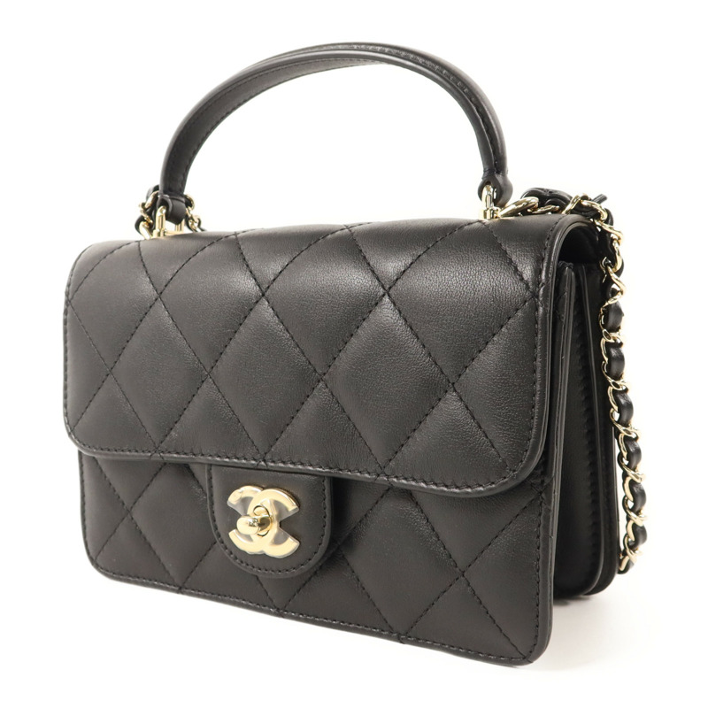 CHANEL 牛皮皮革Co Co Lady Flap Bag金扣手挽肩背兩用袋-2