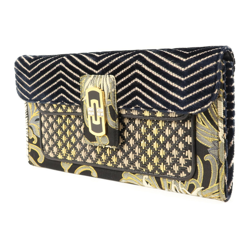 BVLGARI 天鵝絨/布料Clutch Bag金扣手拿包-2