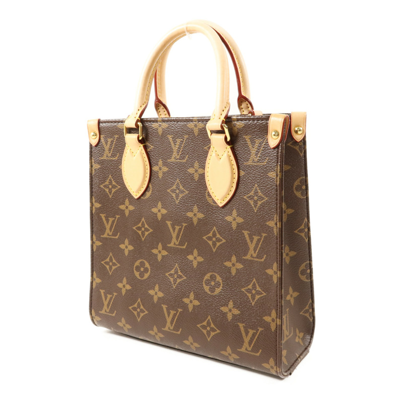 LOUIS VUITTON Monogram Sac Plat BB金扣手挽肩背兩用袋棕色-2