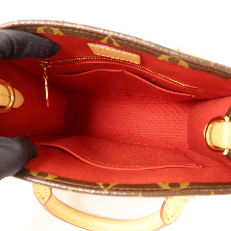 LOUIS VUITTON Monogram Sac Plat BB金扣手挽肩背兩用袋棕色-4