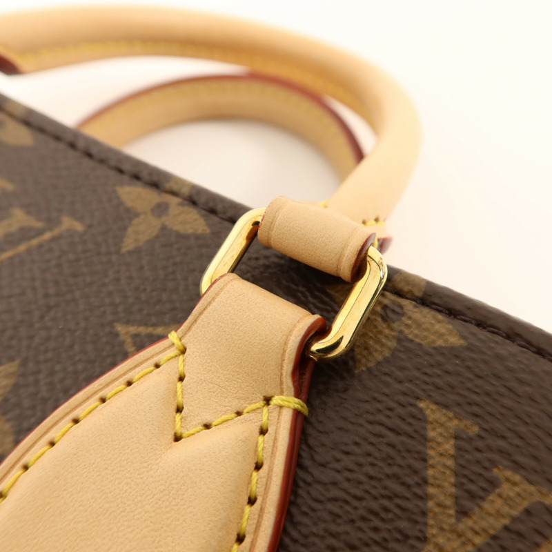 LOUIS VUITTON Monogram Sac Plat BB金扣手挽肩背兩用袋棕色-7