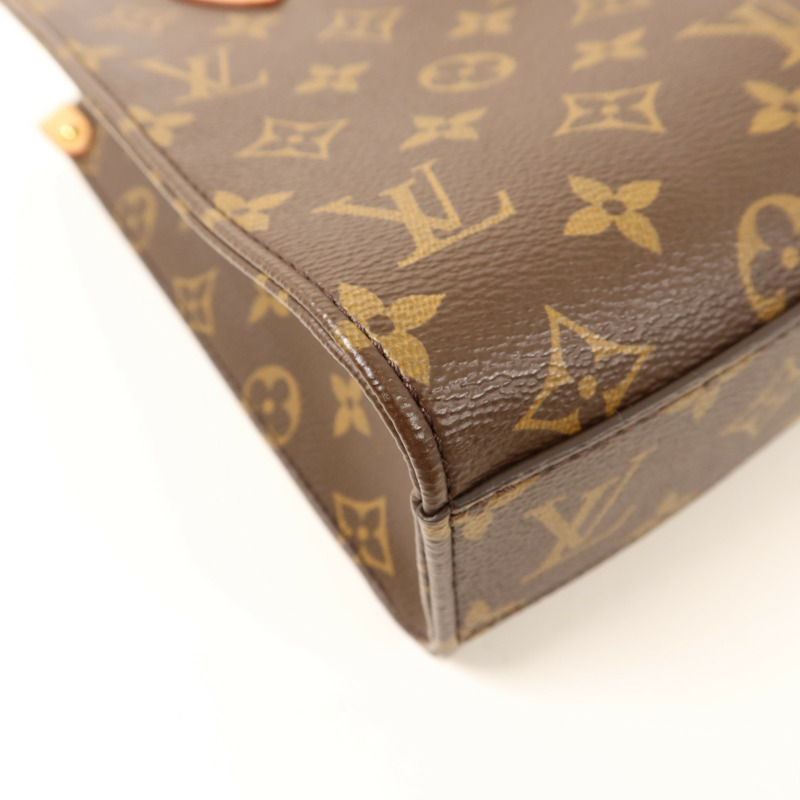 LOUIS VUITTON Monogram Sac Plat BB金扣手挽肩背兩用袋棕色-11