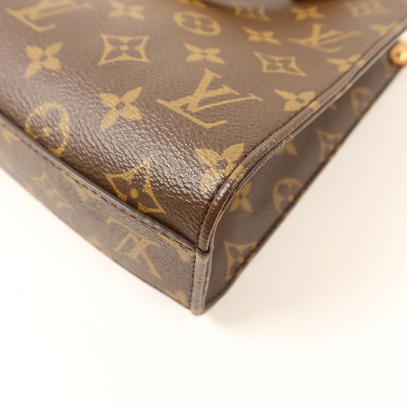 LOUIS VUITTON Monogram Sac Plat BB金扣手挽肩背兩用袋棕色-12