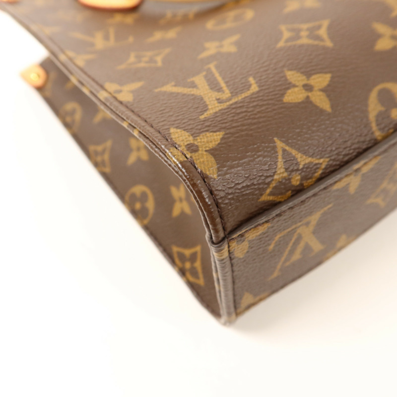 LOUIS VUITTON Monogram Sac Plat BB金扣手挽肩背兩用袋棕色-13