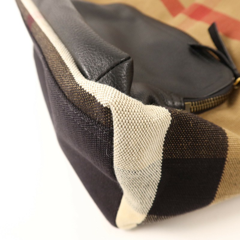 BURBERRY 帆布/牛皮皮革Abbeydale Backpack金扣背包-11