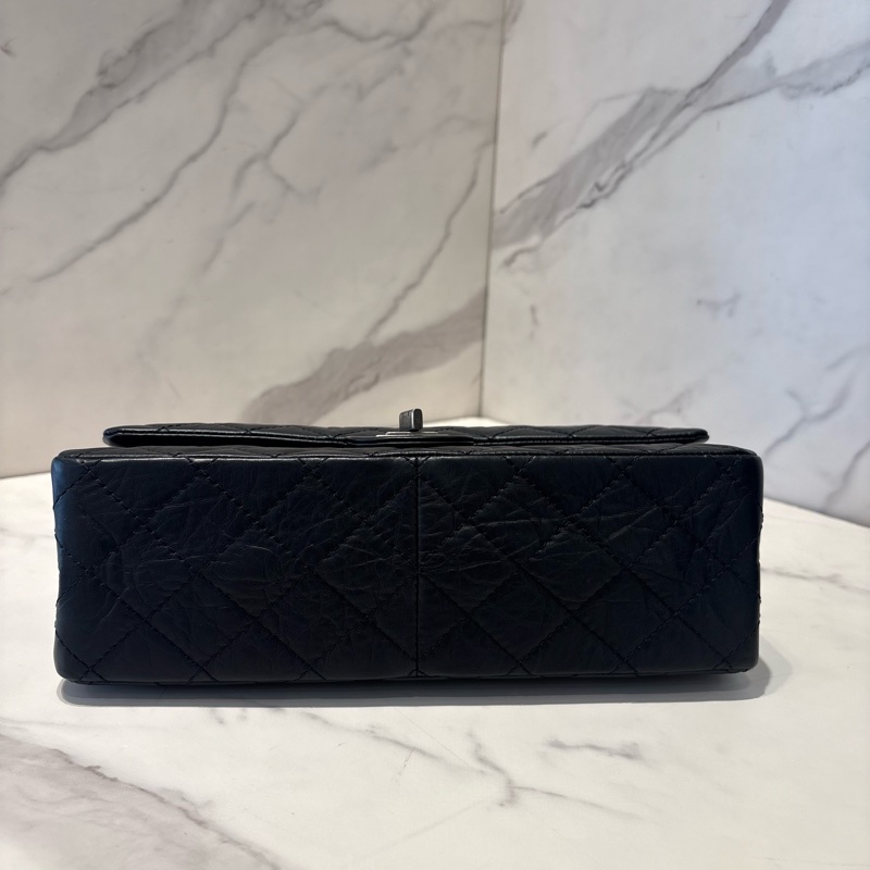 CHANEL黑全皮復古銀扣2.55 包28cm-7