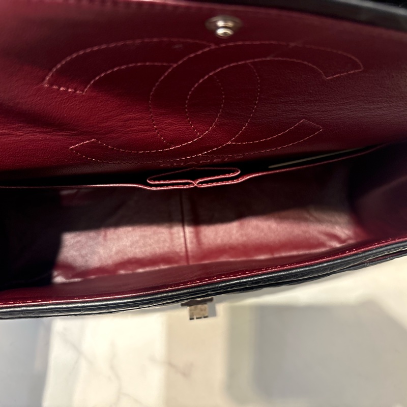 CHANEL黑全皮復古銀扣2.55 包28cm-9