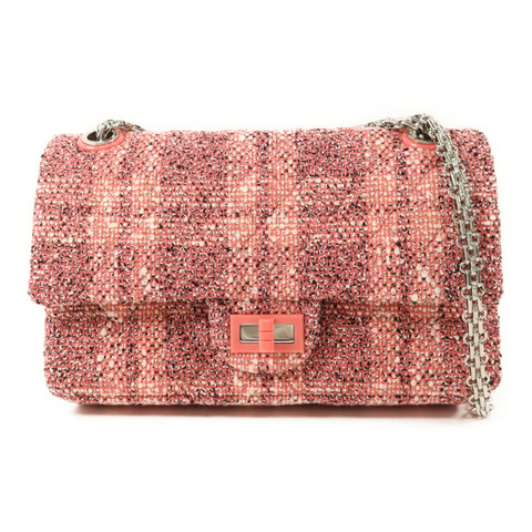 CHANEL 斜紋軟呢2.55 Small Shoulder Bag銀扣鏈帶肩背袋