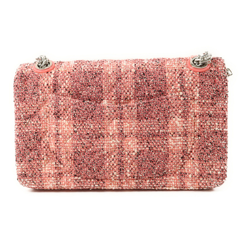 CHANEL 斜紋軟呢2.55 Small Shoulder Bag銀扣鏈帶肩背袋-1