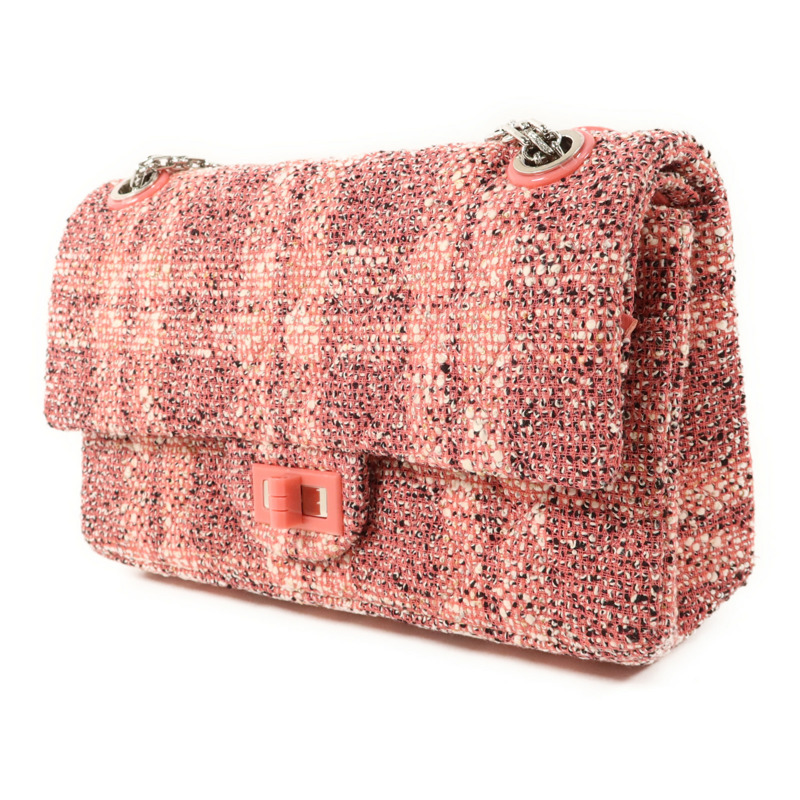 CHANEL 斜紋軟呢2.55 Small Shoulder Bag銀扣鏈帶肩背袋-2