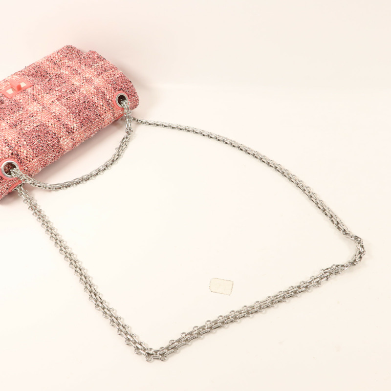 CHANEL 斜紋軟呢2.55 Small Shoulder Bag銀扣鏈帶肩背袋-7