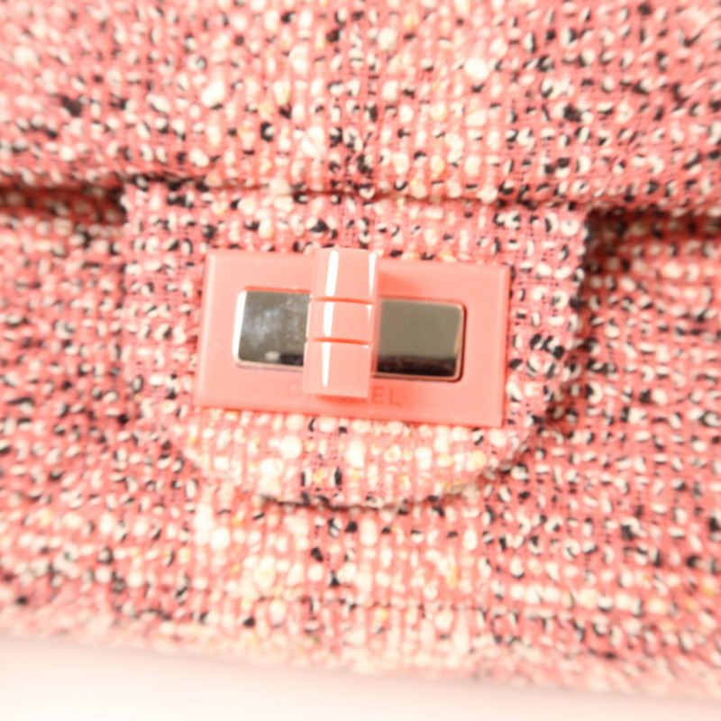 CHANEL 斜紋軟呢2.55 Small Shoulder Bag銀扣鏈帶肩背袋-9