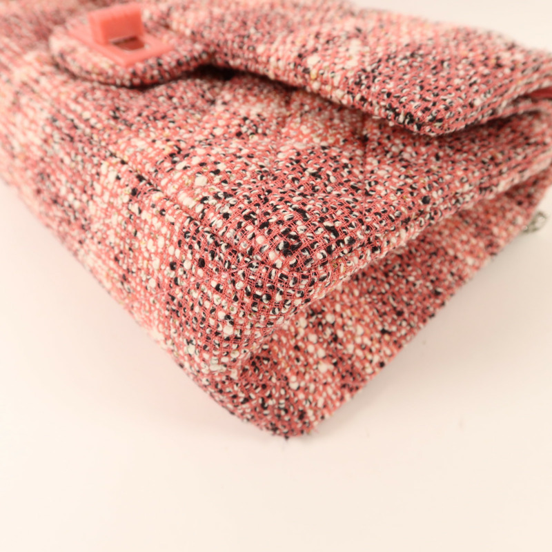 CHANEL 斜紋軟呢2.55 Small Shoulder Bag銀扣鏈帶肩背袋-10