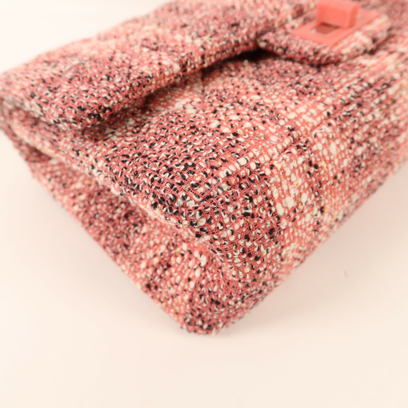 CHANEL 斜紋軟呢2.55 Small Shoulder Bag銀扣鏈帶肩背袋-11