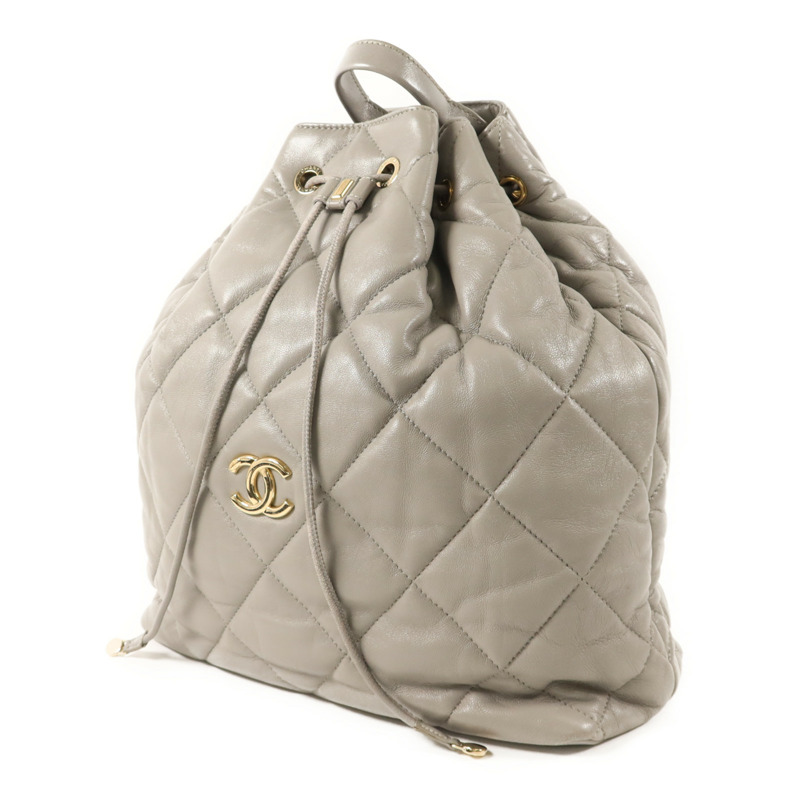 CHANEL 羊皮皮革Backpack金扣背包-2