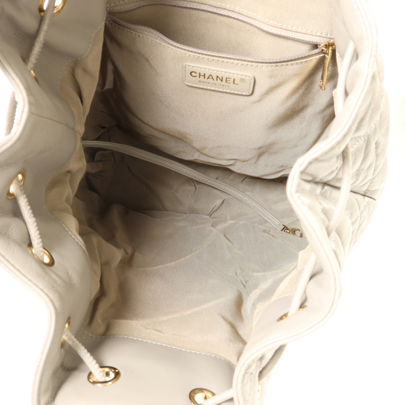 CHANEL 羊皮皮革Backpack金扣背包-4