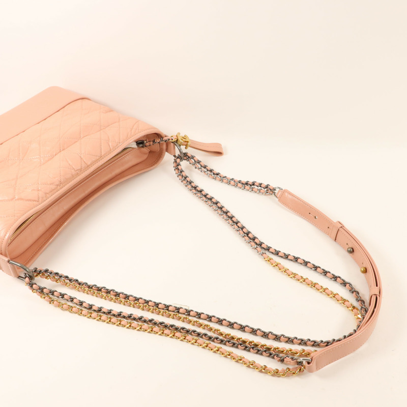 CHANEL 牛皮皮革Gabrielle Medium鏈帶肩背袋-8