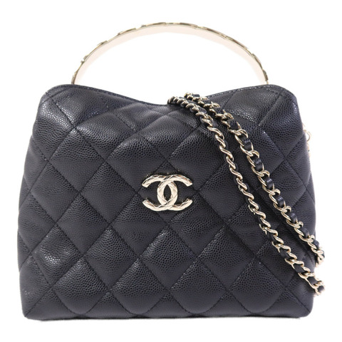 CHANEL 牛皮皮革Chain Shoulder Bag金扣鏈帶手挽肩背兩用袋