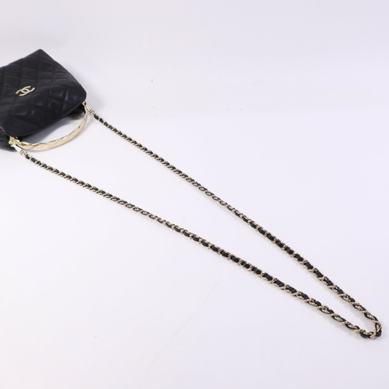 CHANEL 牛皮皮革Chain Shoulder Bag金扣鏈帶手挽肩背兩用袋-8