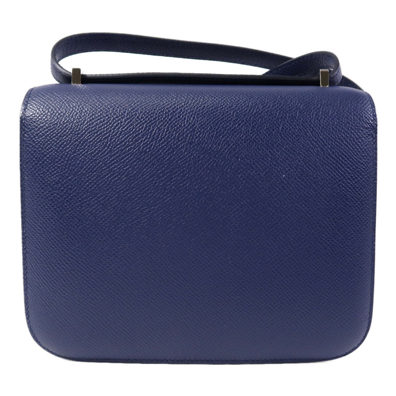 HERMES Epsom皮革Constance Mini銀扣肩背袋Bleu Saphir-1
