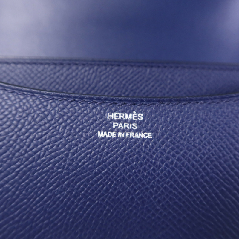 HERMES Epsom皮革Constance Mini銀扣肩背袋Bleu Saphir-5