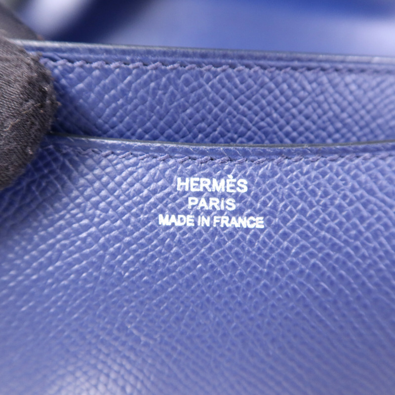 HERMES Epsom皮革Constance Mini銀扣肩背袋Bleu Saphir-15