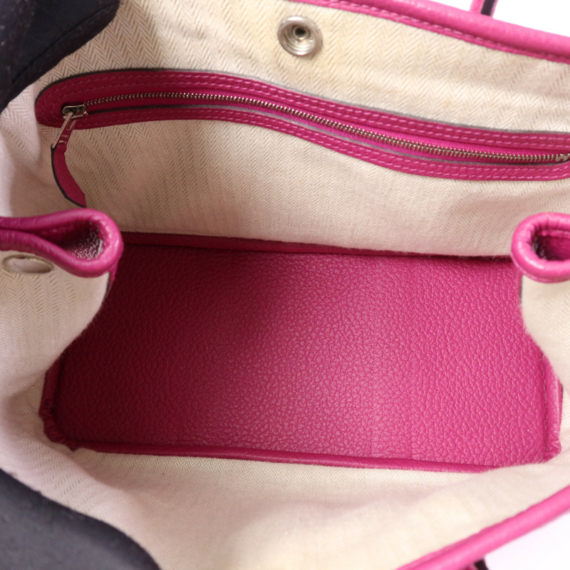 HERMES Country皮革Garden Party TPM銀扣手挽袋Rose Purple-4