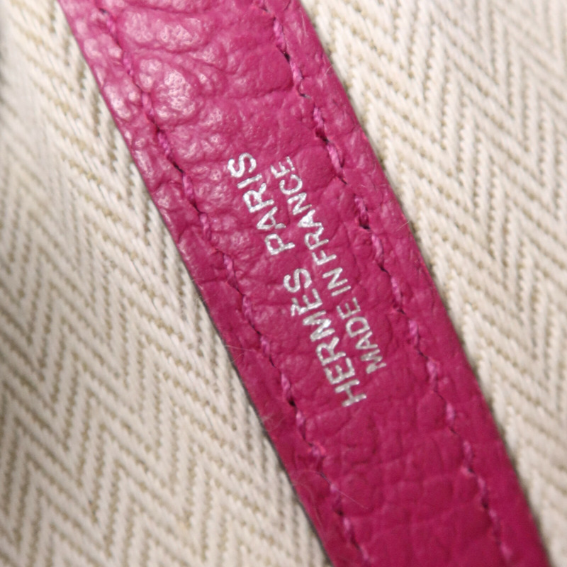 HERMES Country皮革Garden Party TPM銀扣手挽袋Rose Purple-5