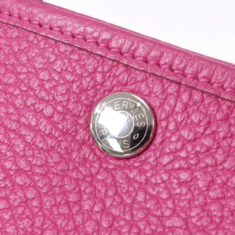 HERMES Country皮革Garden Party TPM銀扣手挽袋Rose Purple-6