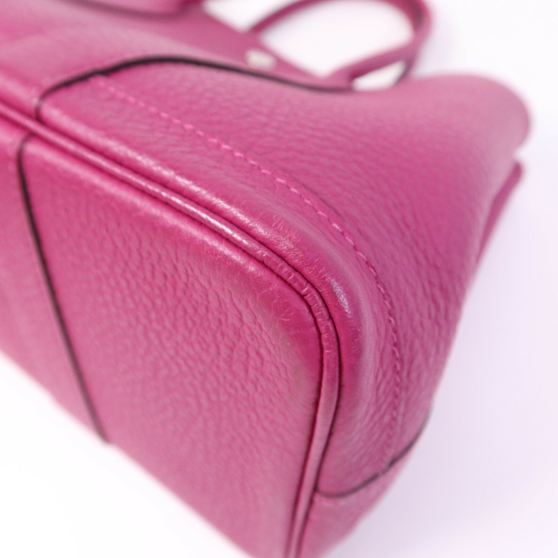HERMES Country皮革Garden Party TPM銀扣手挽袋Rose Purple-9