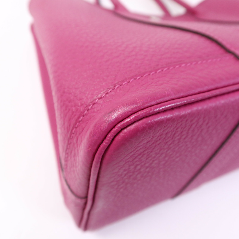 HERMES Country皮革Garden Party TPM銀扣手挽袋Rose Purple-10