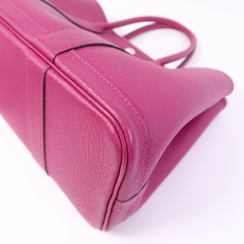 HERMES Country皮革Garden Party TPM銀扣手挽袋Rose Purple-11